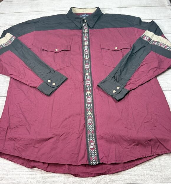 Wrangler Other - Wrangler Vintage Mens Western Shirt Pearl Snap Long Sleeve Aztec Size XL